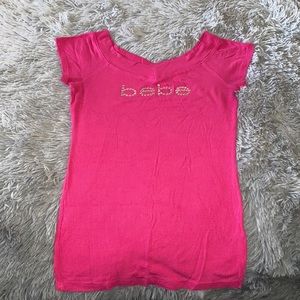 Bebe Swarovski crystal logo shirt pink